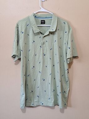 Far West Palm Tree Sail Boat Green Polo Shirt